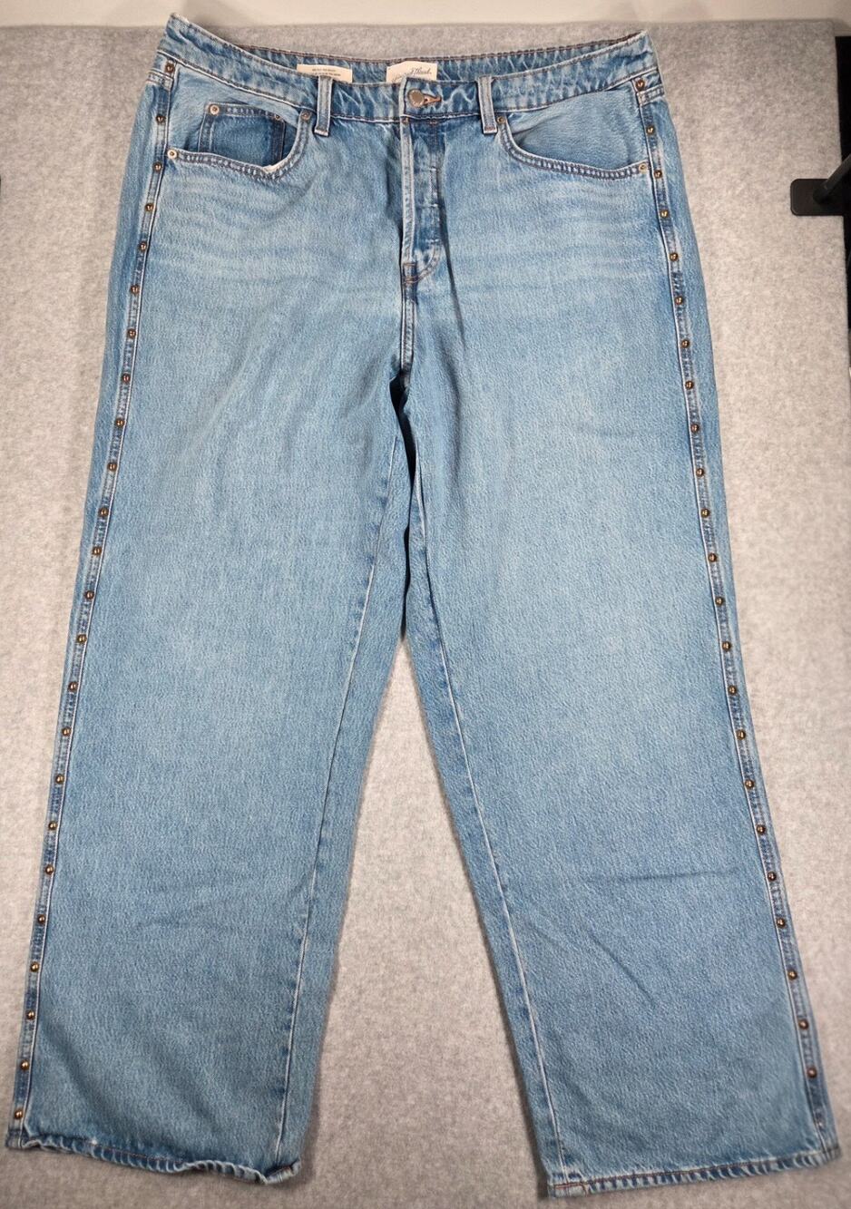Universal Thread Mid Rise 90s Baggy Studded Denim Jeans Button Fly Blue 17